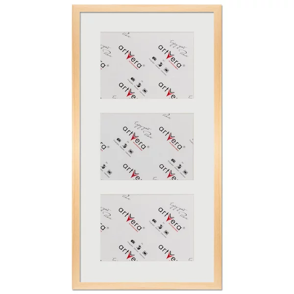 Cadre multi photos Lund pour 3 photos, 30x60 cm - 15x20 cm 30x60 cm (3x15x20 cm) | naturel | verre standard (2 mm)