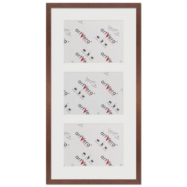 Cadre multi photos Lund pour 3 photos, 30x60 cm - 15x20 cm 30x60 cm (3x15x20 cm) | noyer | verre standard (2 mm)