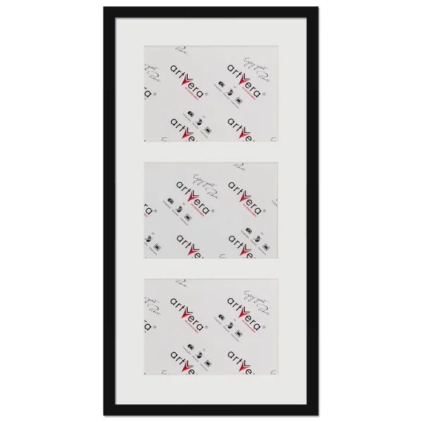 Cadre multi photos Lund pour 3 photos, 30x60 cm - 15x20 cm 30x60 cm (3x15x20 cm) | noir | verre standard (2 mm)
