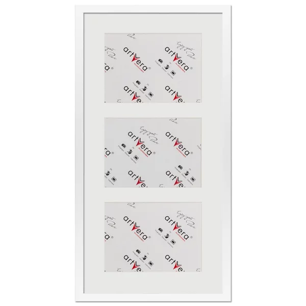Cadre multi photos Lund pour 3 photos, 30x60 cm - 15x20 cm 30x60 cm (3x15x20 cm) | blanc | verre standard (2 mm)