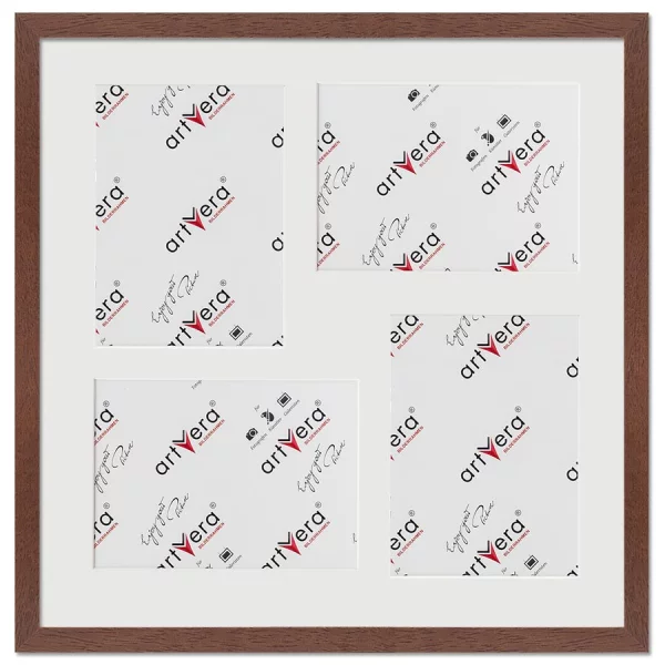 Cadre multi photos Lund pour 4 photos, 40x40 cm - 13x18 cm 40x40 cm (4x13x18 cm) | noyer | verre standard (2 mm)
