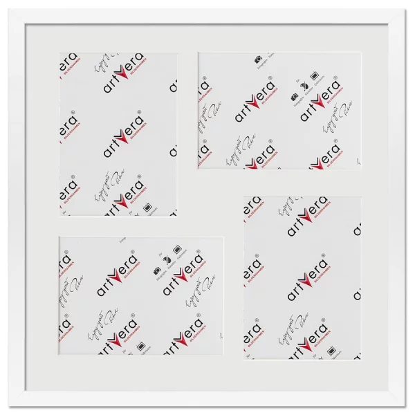 Cadre multi photos Lund pour 4 photos, 40x40 cm - 13x18 cm 40x40 cm (4x13x18 cm) | blanc | verre standard (2 mm)