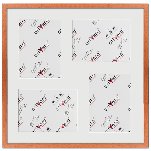 Cadre multi photos Lund pour 4 photos, 50x50 cm - 15x20 cm 50x50 cm (4x15x20 cm) | cerise | verre standard (2 mm)