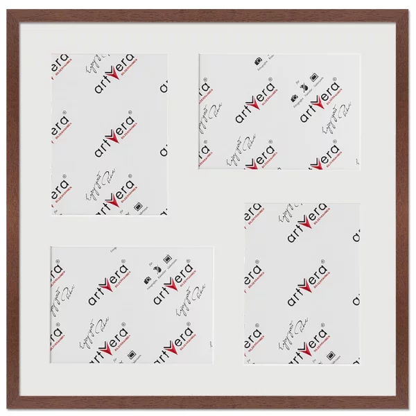 Cadre multi photos Lund pour 4 photos, 50x50 cm - 15x20 cm 50x50 cm (4x15x20 cm) | noyer | verre standard (2 mm)