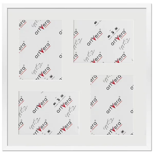 Cadre multi photos Lund pour 4 photos, 50x50 cm - 15x20 cm 50x50 cm (4x15x20 cm) | blanc | verre standard (2 mm)