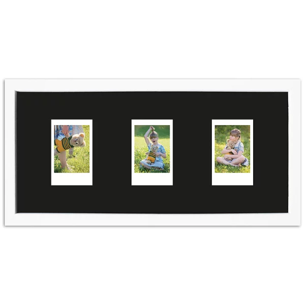 Cadre pour 3 photos immédiats - Typ Instax Mini 35,4x15,7 cm | blanc, avec veinure | verre standard (2 mm)
