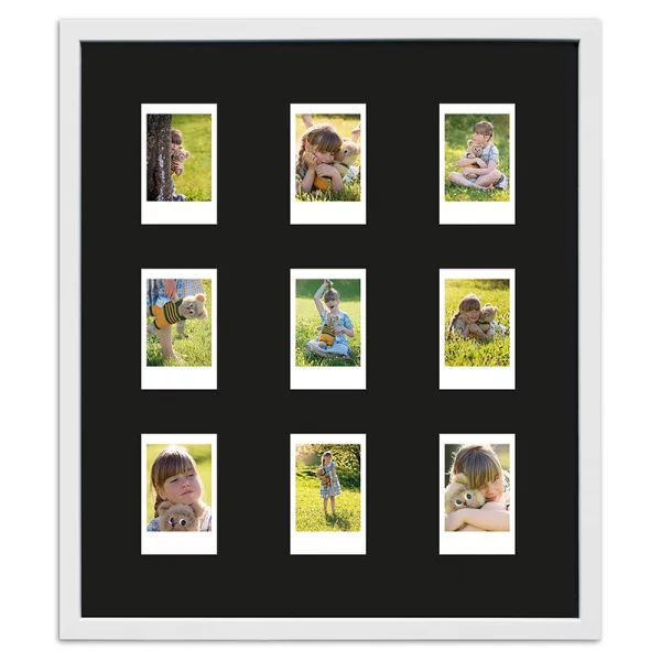 Cadre pour 9 photos immédiats - Typ Instax Mini 35,4x41,1 cm | blanc, avec veinure | verre standard (2 mm)