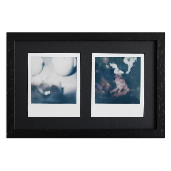 Cadre pour 2 photos immédiats - Typ Polaroid 600 24,6x15,7 cm | noir, avec veinure | verre standard (2 mm)
