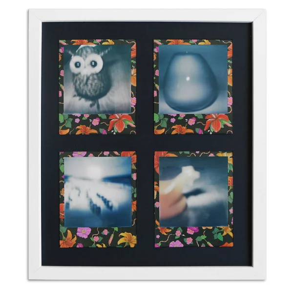Cadre pour 4 photos immédiats - Typ Polaroid 600 24,6x28,4 cm | blanc, avec veinure | verre standard (2 mm)