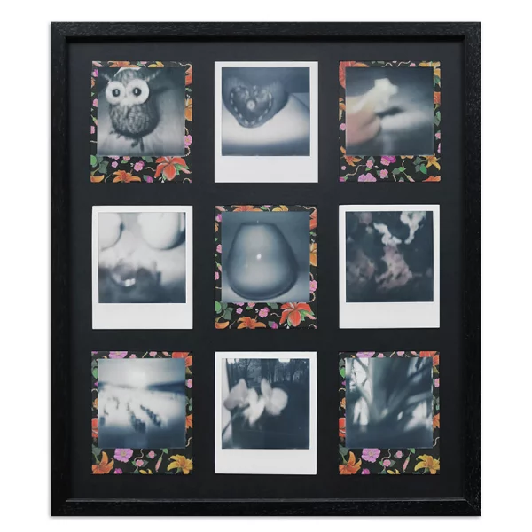 Cadre pour 9 photos immédiats - Typ Polaroid 600 35,4x41,1 cm | noir, avec veinure | verre standard (2 mm)
