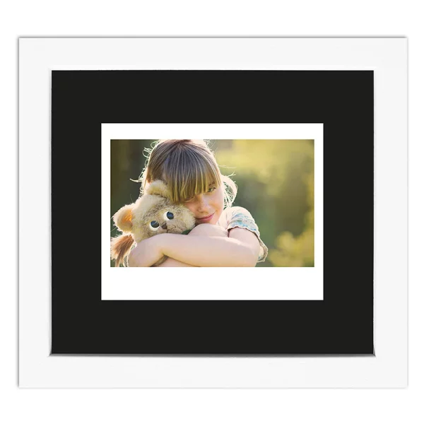 Cadre pour 1 photo immédiat - Typ Instax Wide 13,8x15,7 cm | blanc, avec veinure | verre standard (2 mm)