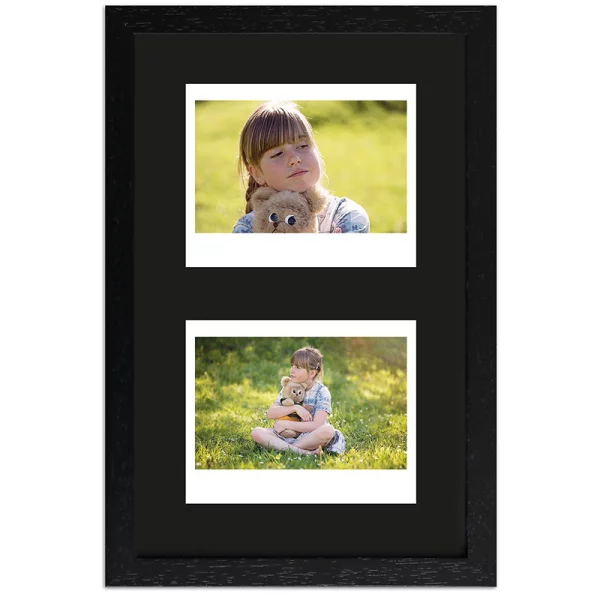 Cadre pour 2 photos immédiats - Typ Instax Wide 24,6x15,7 cm | noir, avec veinure | verre standard (2 mm)