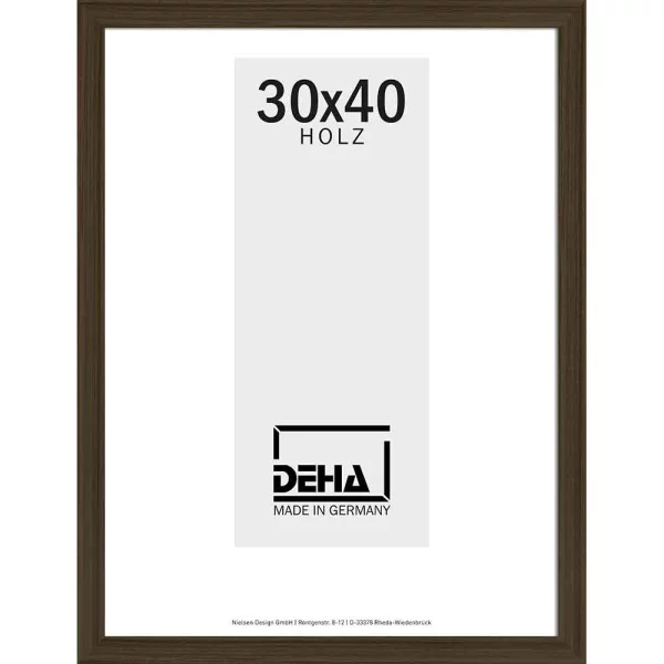Holz Bilderrahmen Nemesis 20x28 cm | Nussbaum - Buche lasiert | Normalglas (2 mm)