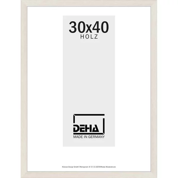 Cadre à rehausse en bois Bunda 20x28 cm | frêne blanc glacé | verre standard (2 mm)