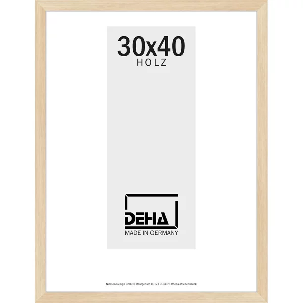Cadre à rehausse en bois Bunda sur-mesure frêne naturel glacé | verre standard (2 mm)