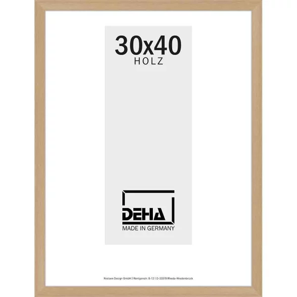 Cadre en bois Hamal 30x40 cm | hêtre naturel glacé | verre standard (2 mm)