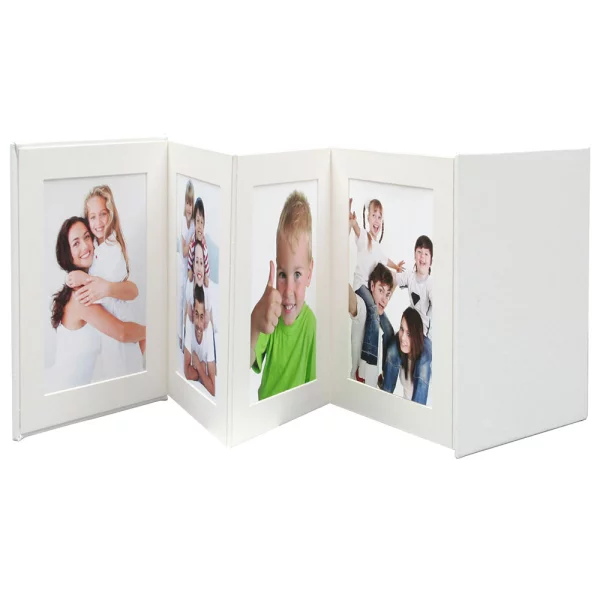 Leporello aus Leder für 8 Bilder 13x18 cm | Weißes Leder