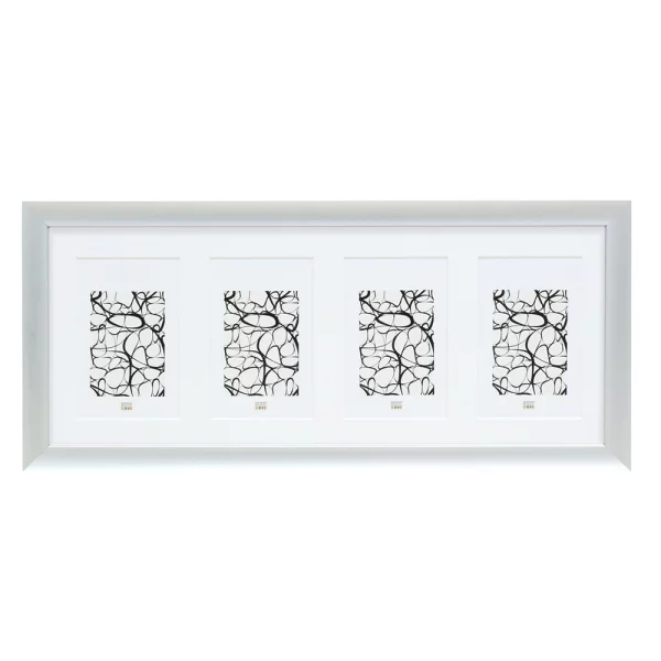 Cadre multi photos en aluminium pour 4 photos 10x15 cm | argent | verre standard (2 mm)