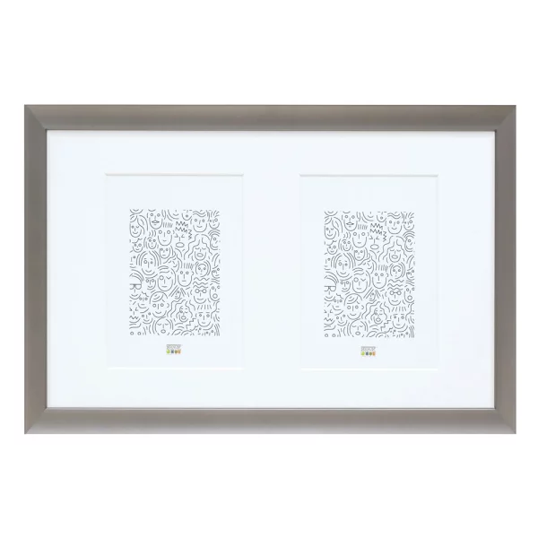 Cadre multi photos Jade pour 2 photos 10x15 cm | gris | verre standard (2 mm)