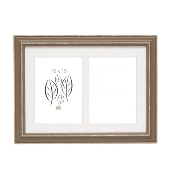 Cadre pêle-mêle Lilou pour 2 photos 10x15 cm | taupe | verre standard (2 mm)