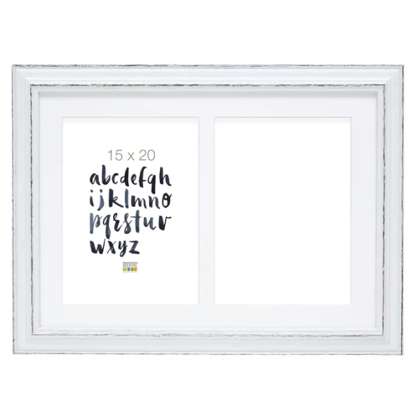 Cadre multi photos Lilou pour 2 photos 10x15 cm | blanc | verre standard (2 mm)