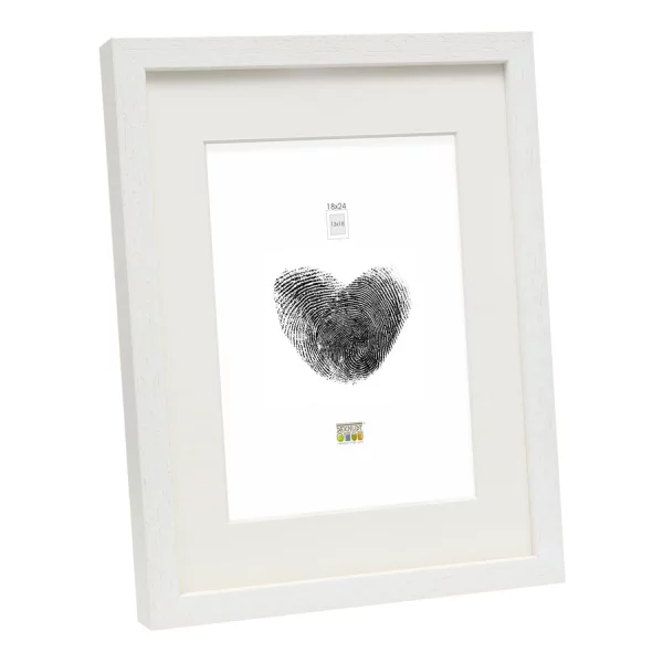 Cadre en bois Hugo avec passe-partout 10x15 cm (7x10 cm) | blanc | verre standard (2 mm)