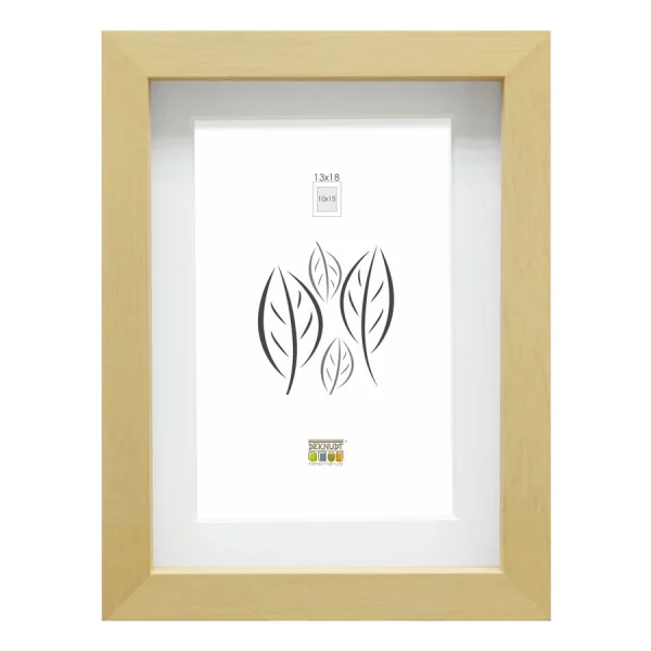 Cadre en bois Hugo avec baguette d'espacement et passe-partout 13x18 cm | naturel | verre standard (2 mm)