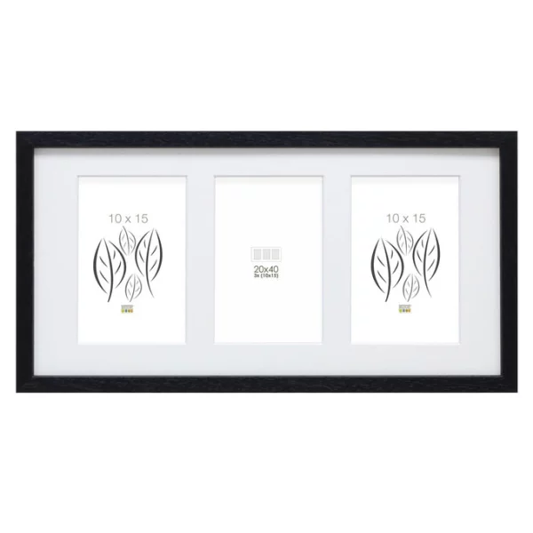 Cadre multi photos Hugo pour 3 photos 10x15 cm 10x15 cm | noir | verre standard (2 mm)
