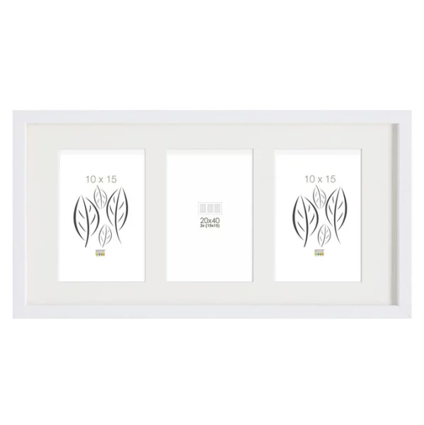Cadre multi photos Hugo pour 3 photos 10x15 cm 10x15 cm | blanc | verre standard (2 mm)