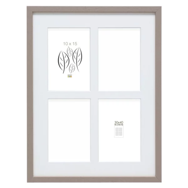 Cadre multi photos Hugo pour 4 photos 10x15 cm 10x15 cm | taupe | verre standard (2 mm)