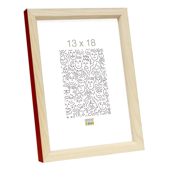 Cadre en bois Ines 20x30 cm | rouge-naturel | verre standard (2 mm)