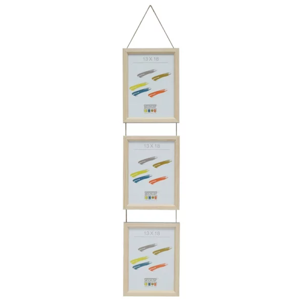 Série de trois cadres en bois à suspendre 13x18 cm | gris naturel | verre standard (2 mm)