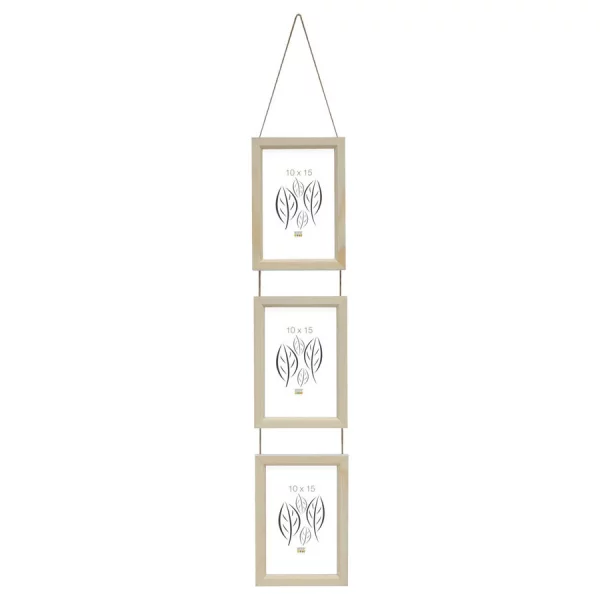 Série de trois cadres en bois à suspendre 13x18 cm | blanc-naturel | verre standard (2 mm)