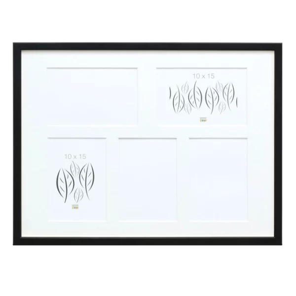 Cadre multi photos Lola pour 5 photos 10x15 cm | noir | verre standard (2 mm)