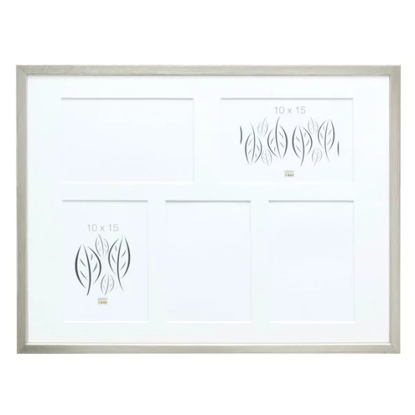 Cadre multi photos Lola pour 5 photos 10x15 cm | argent | verre standard (2 mm)