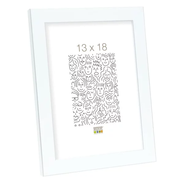 Kunststoff Bilderrahmen Lucas 20x30 cm | Weiß mit Silberkante | Normalglas (2 mm)