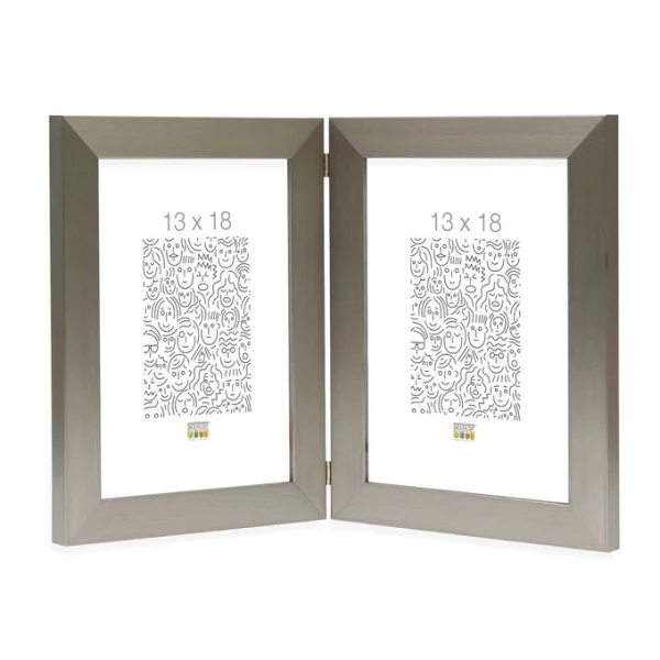 Fotorahmen Lucas für 2 vertikale Bilder 10x15 cm | Silber | Normalglas (2 mm)