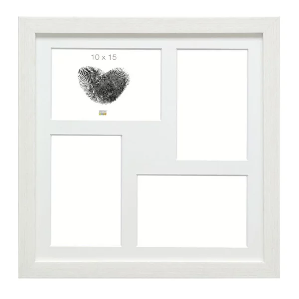 Cadre multi photos Lucas pour 4 photos 10x15 cm | blanc | verre standard (2 mm)