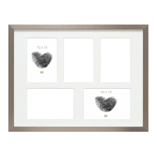Cadre multi photos pour 5 photos Lucas 10x15 cm | argent | verre standard (2 mm)