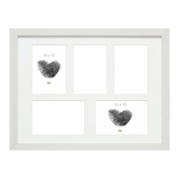 Cadre multi photos pour 5 photos Lucas 10x15 cm | blanc | verre standard (2 mm)