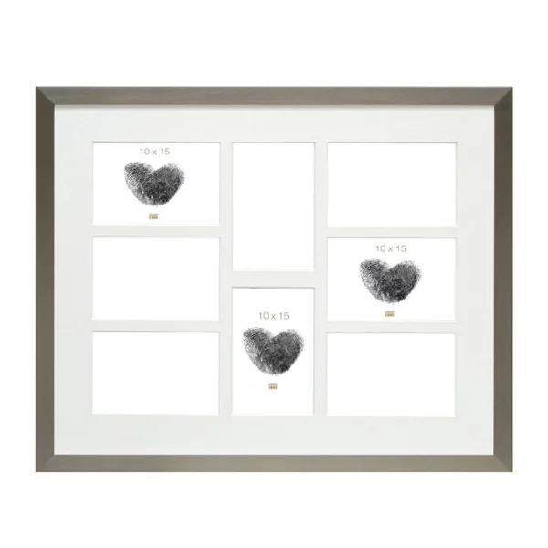 Cadre multi photos Lucas pour 8 photos 10x15 cm | argent | verre standard (2 mm)