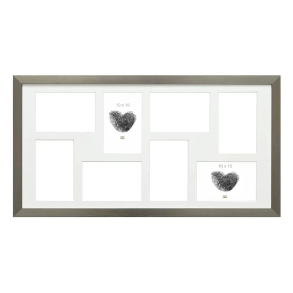 Cadre multi photos Lucas pour 8 photos 10x15 cm | argent | verre standard (2 mm)