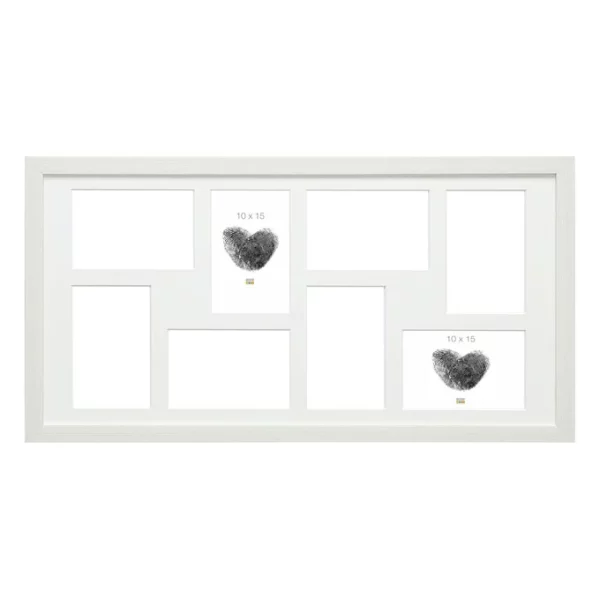Cadre multi photos Lucas pour 8 photos 10x15 cm | blanc | verre standard (2 mm)