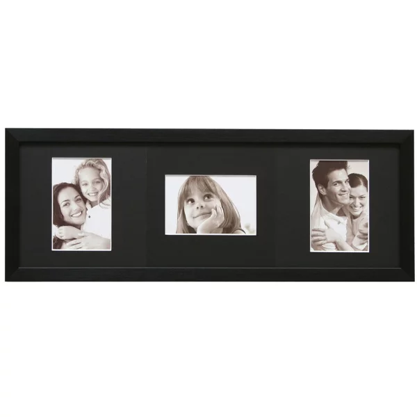 Bilderrahmen Lucas für 3 Bilder mit drehbarem Passepartout 13x18 cm | Schwarz | Normalglas (2 mm)