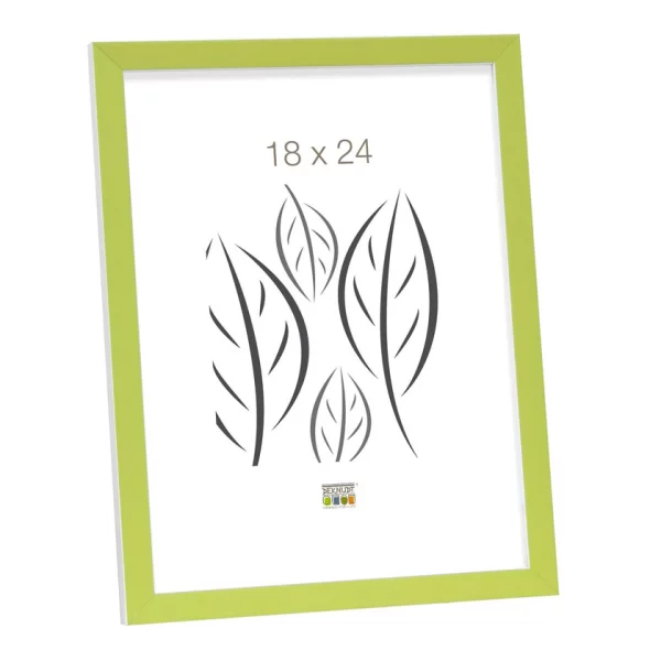 Cadre en bois David 9x13 cm | vert, bord blanc | verre standard (2 mm)