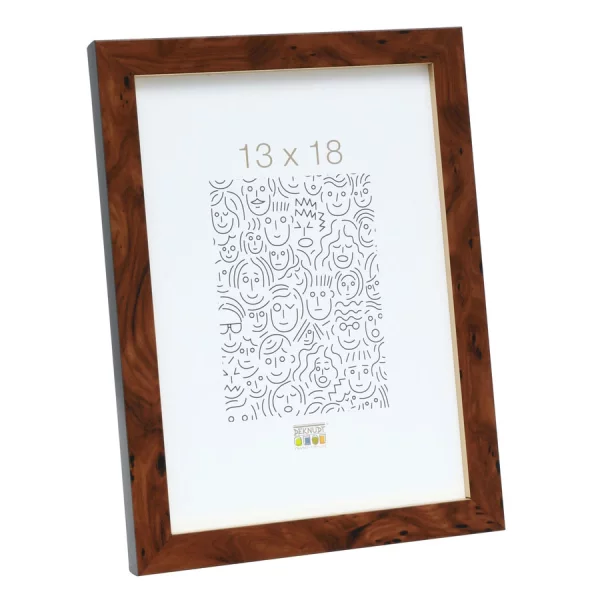 Cadre en bois David 9x13 cm | racine, bordure intérieure en or | verre standard (2 mm)