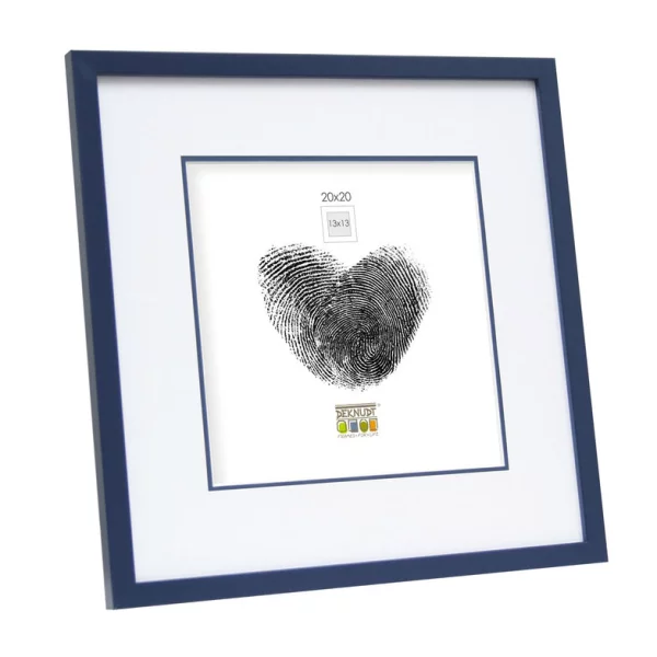 Cadre en bois David avec passe-partout 15x20 cm (10x15 cm) | bleu | verre standard (2 mm)