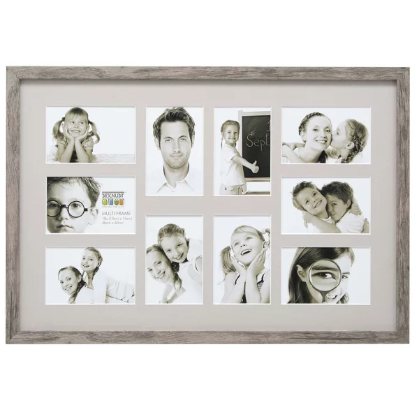 Cadre multi photos Paul pour 10 photos 10x15 cm | gris | verre standard (2 mm)