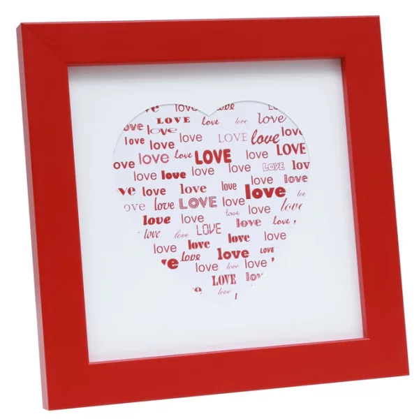 Bilderrahmen mit Herz-Passepartout 10x10 cm | Rot | Normalglas (2 mm)