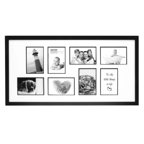 Cadre multi photos Bernard pour 8 photos 10x15 cm | noir | verre standard (2 mm)